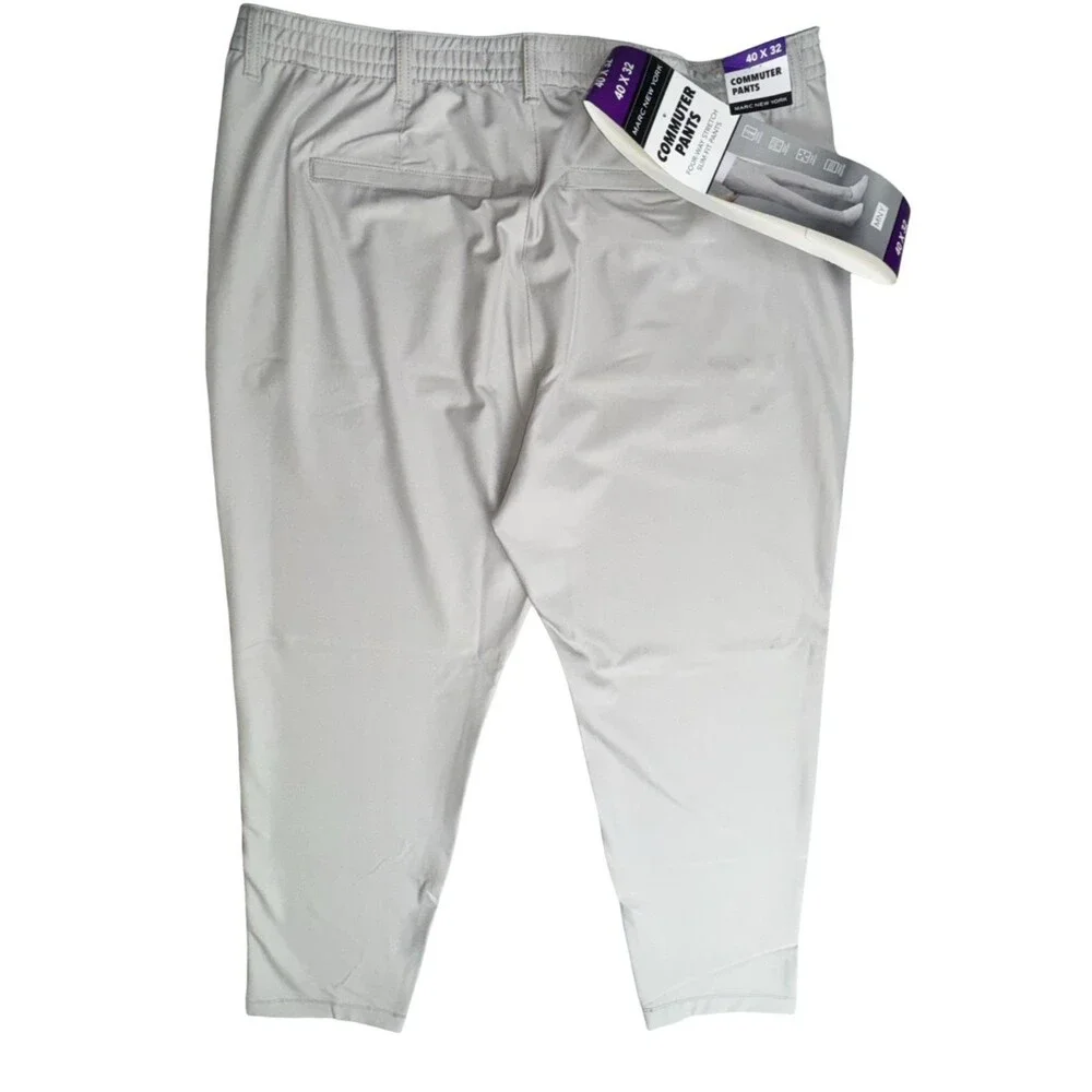 Marc New York Mens Pants Size 40x32 Gray Men's 4-Way Stretch Slim-Fit Commuter